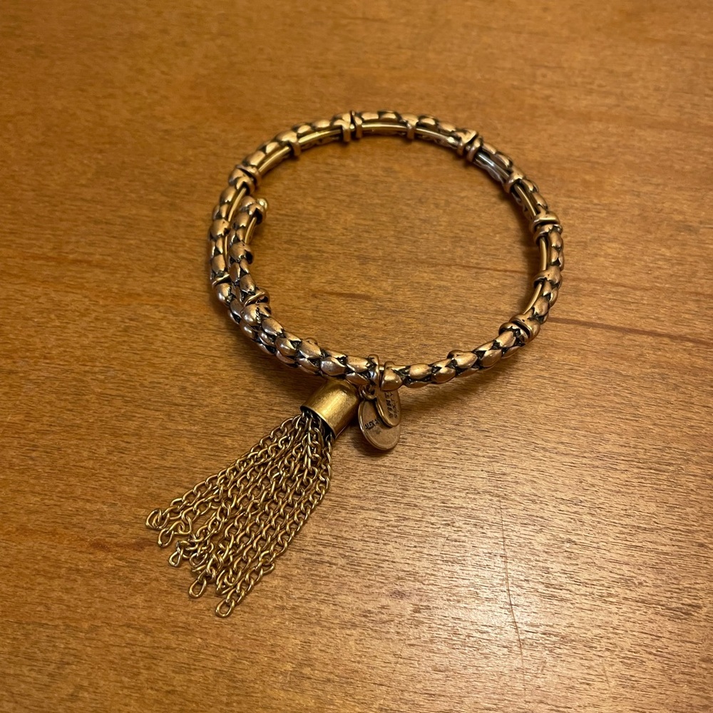 Alex and Ani gold wrap bracelet with charm